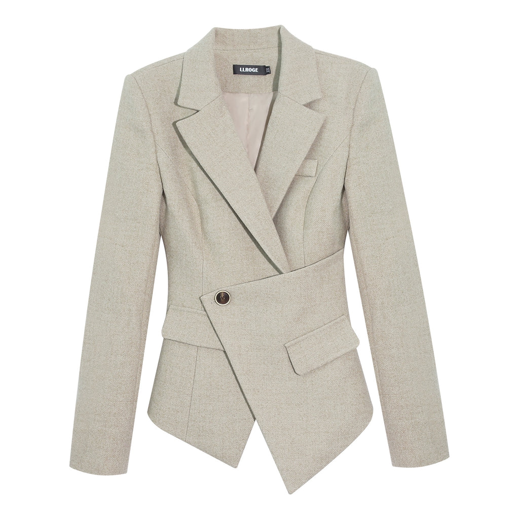 LLROGE Temperament Woolen Blazer Suit Skirt Suit
