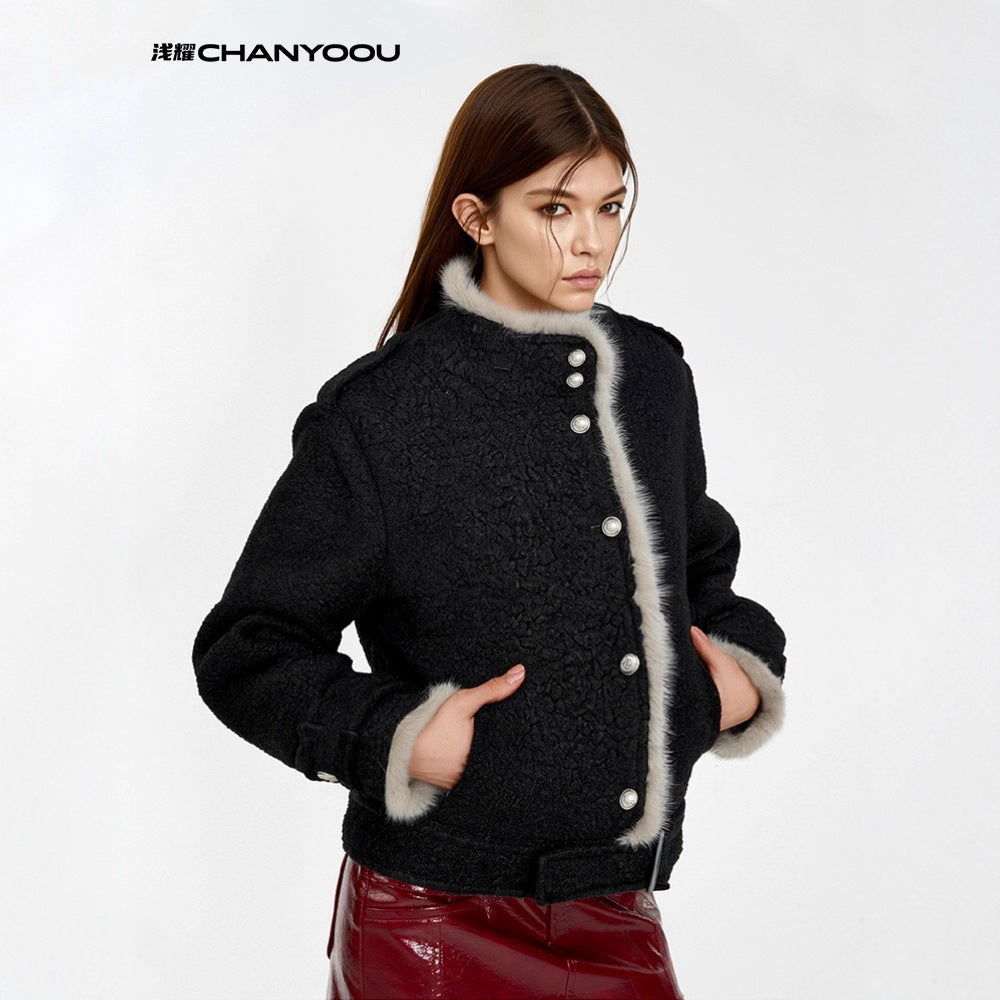 CHANYOOU Retro Stand-up Collar Short Jacket