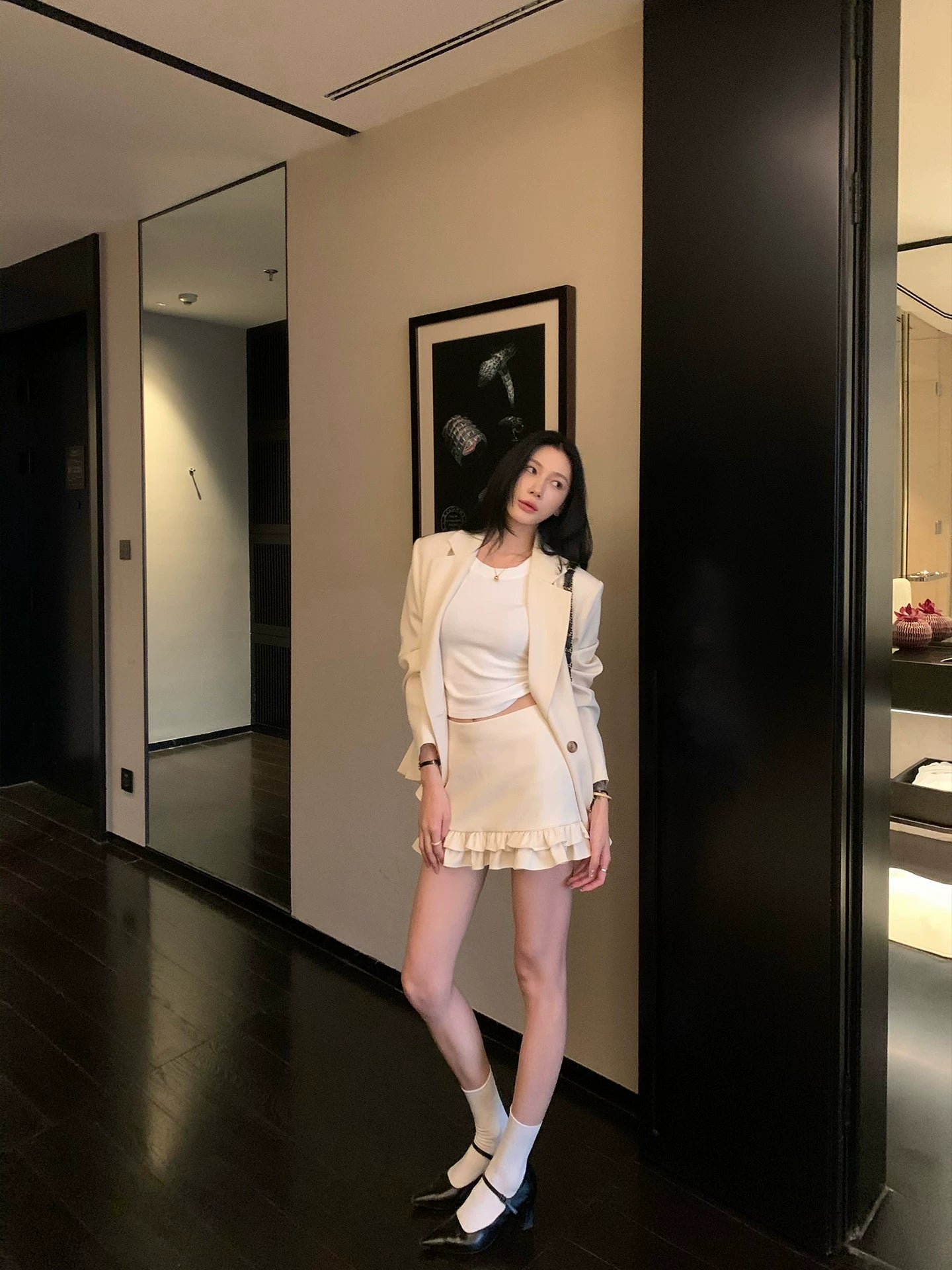 YOUNG KYLIN Temperament Blazer Short Skirt Suit