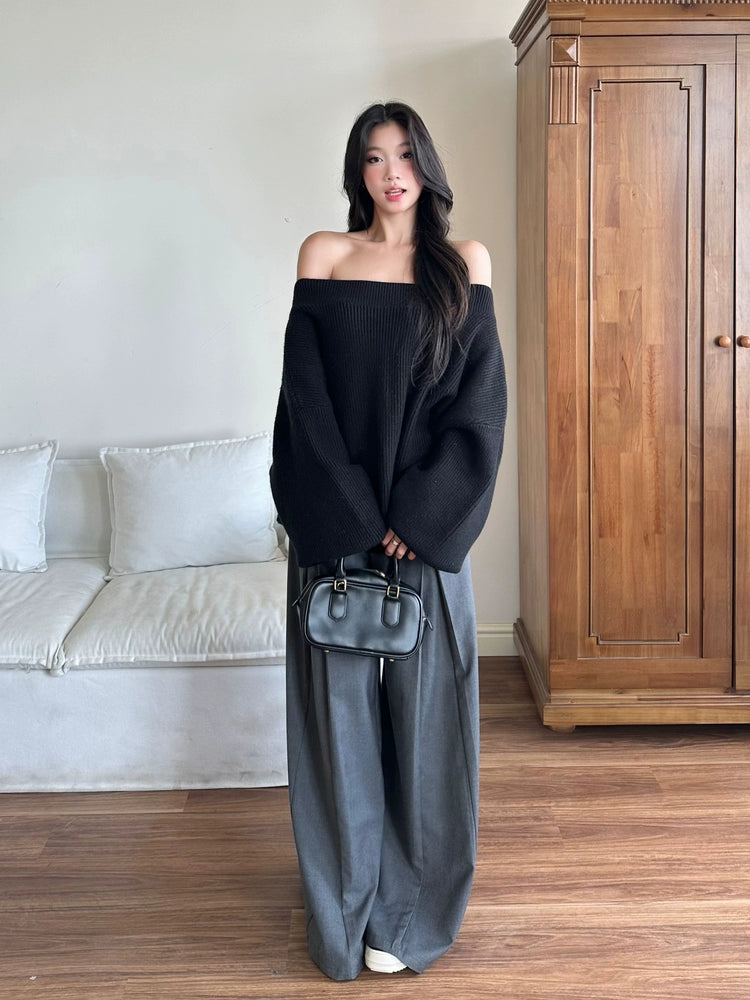 WITHMIN Loose Low-rise Slim Straight-leg Pants