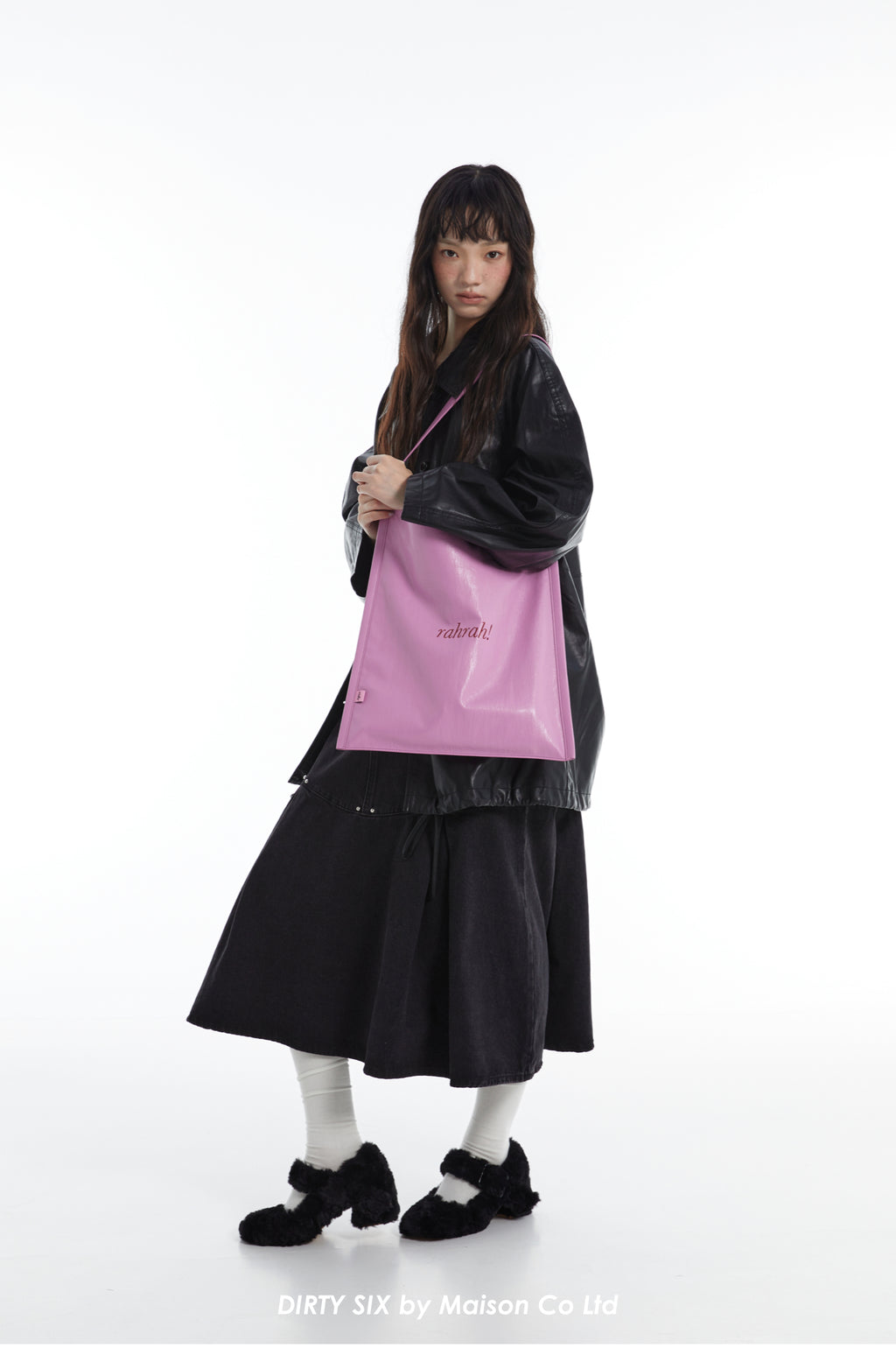 DirtySix "rahrah!" contrasting embroidery thread leather tote bag