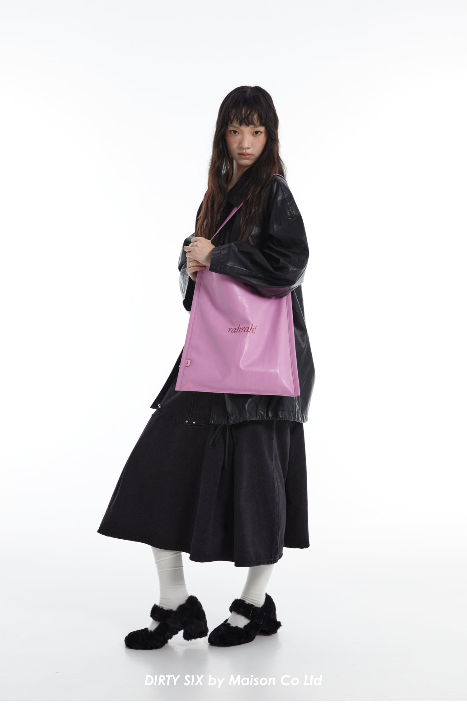 DirtySix "rahrah!" contrasting embroidery thread leather tote bag