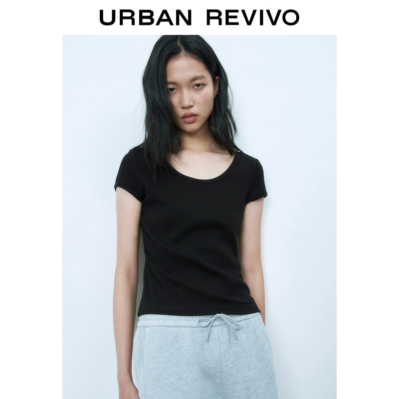URBAN REVIVO Versatile Slim Short Sleeve T-Shirt