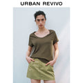 URBAN REVIVO Casual Versatile U-neck Tee