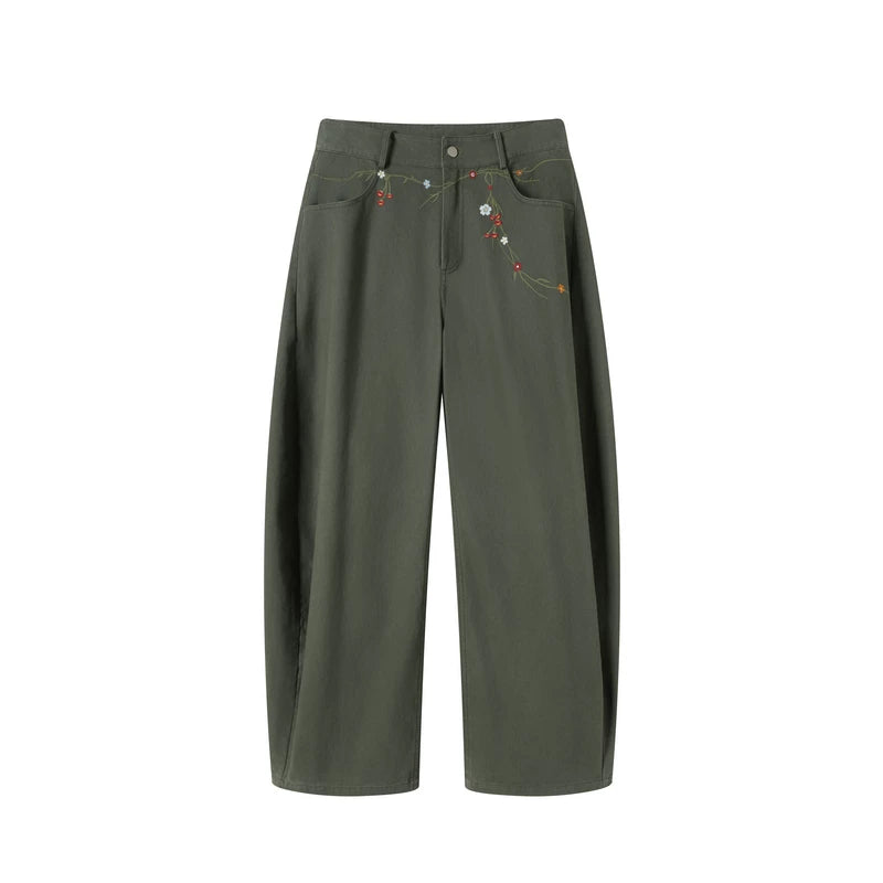TGNS Floral-embroidered Slacks