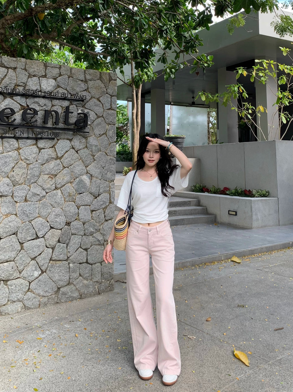 Popchee Straight Wide-leg Jeans