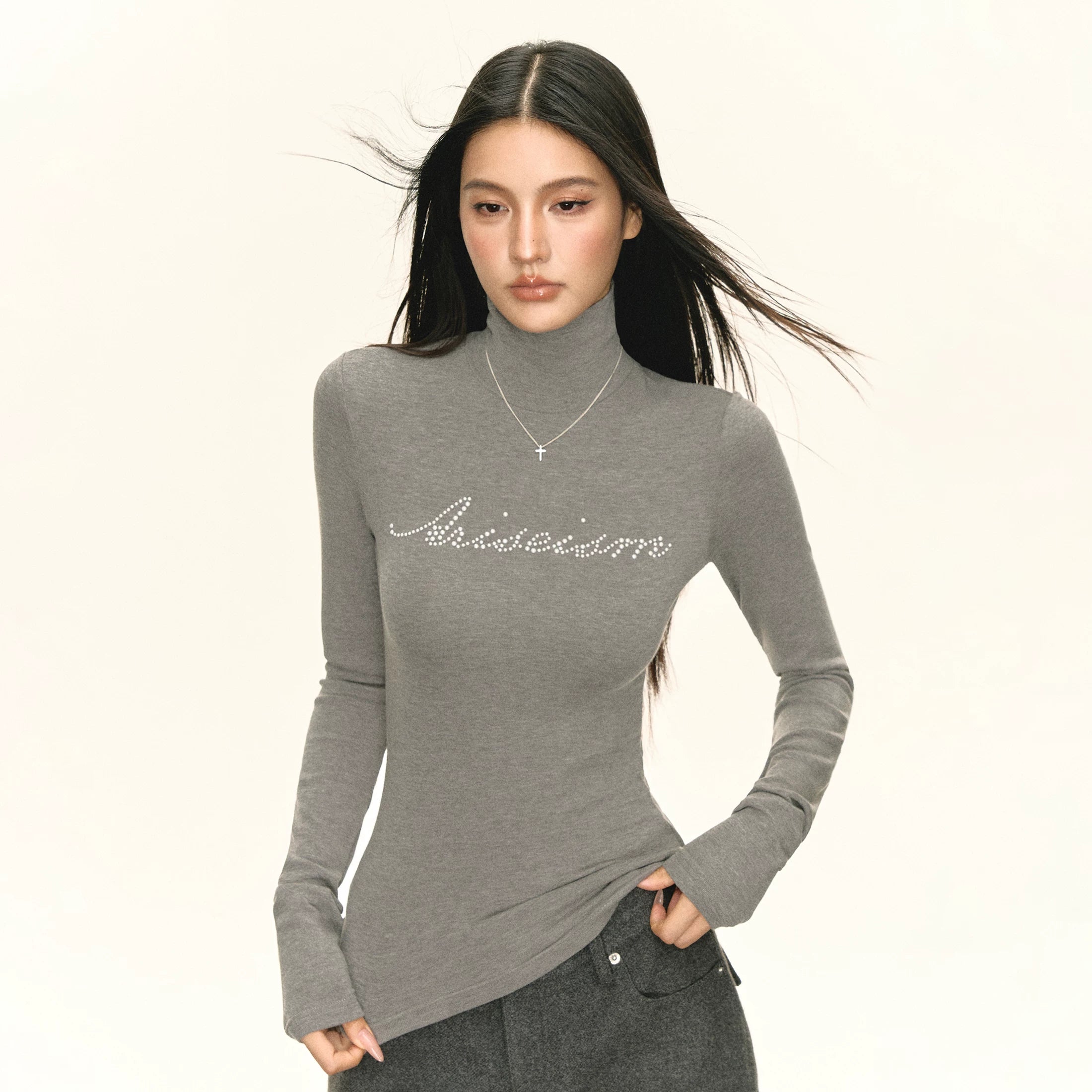 Ariseism Vintage Slim Fit Half Turtleneck Hot Diamond Long Sleeves