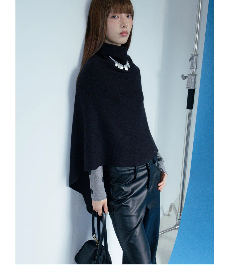 FUNKYFUN Heap Collar Knitted Shawl Jacket