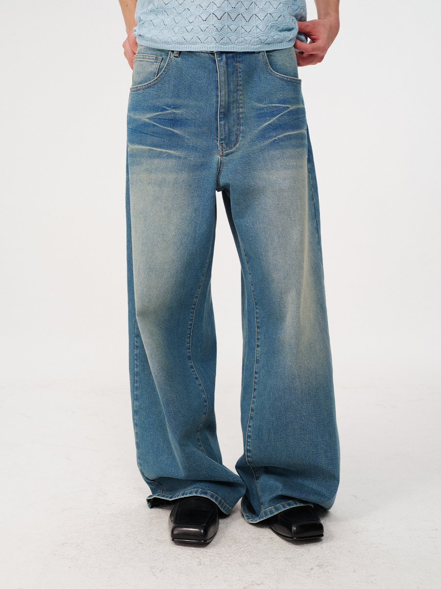 JCAESAR Corrugated Wide-leg Jeans
