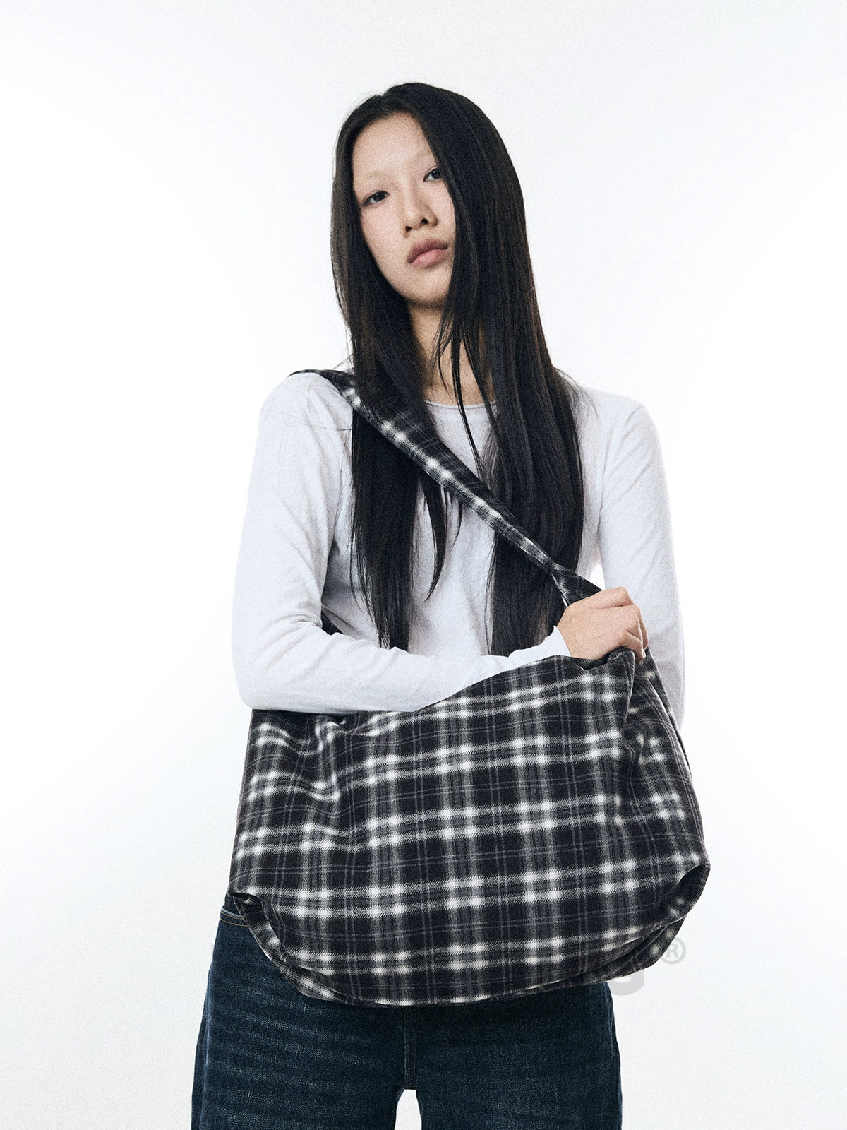 BINGBONG Retro Plaid Casual Shoulder Canvas Bag