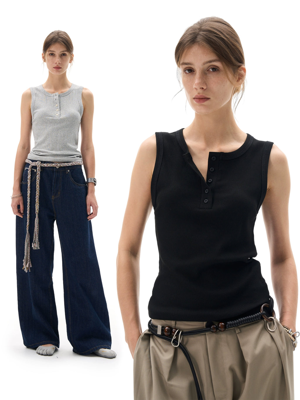 MADWITCH Simple Pit Strip Henry Collar Vest