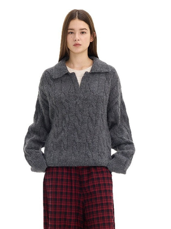 UNF Loose Cashmere Comfortable Soft Waxy Fake Two-piece Knitted Sweater