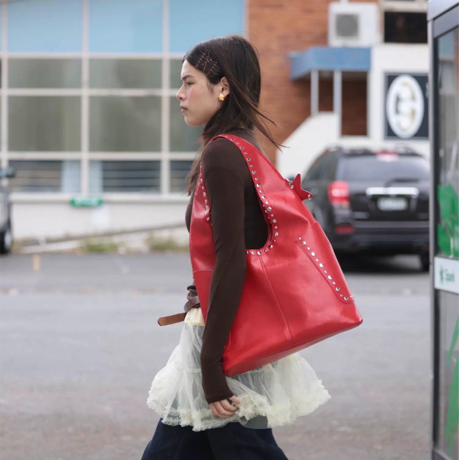 ECODAY Vintage Rivet Shoulder Tote