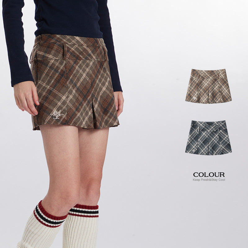 Nariele Retro Plaid Slim Hip-wrapped Skirt