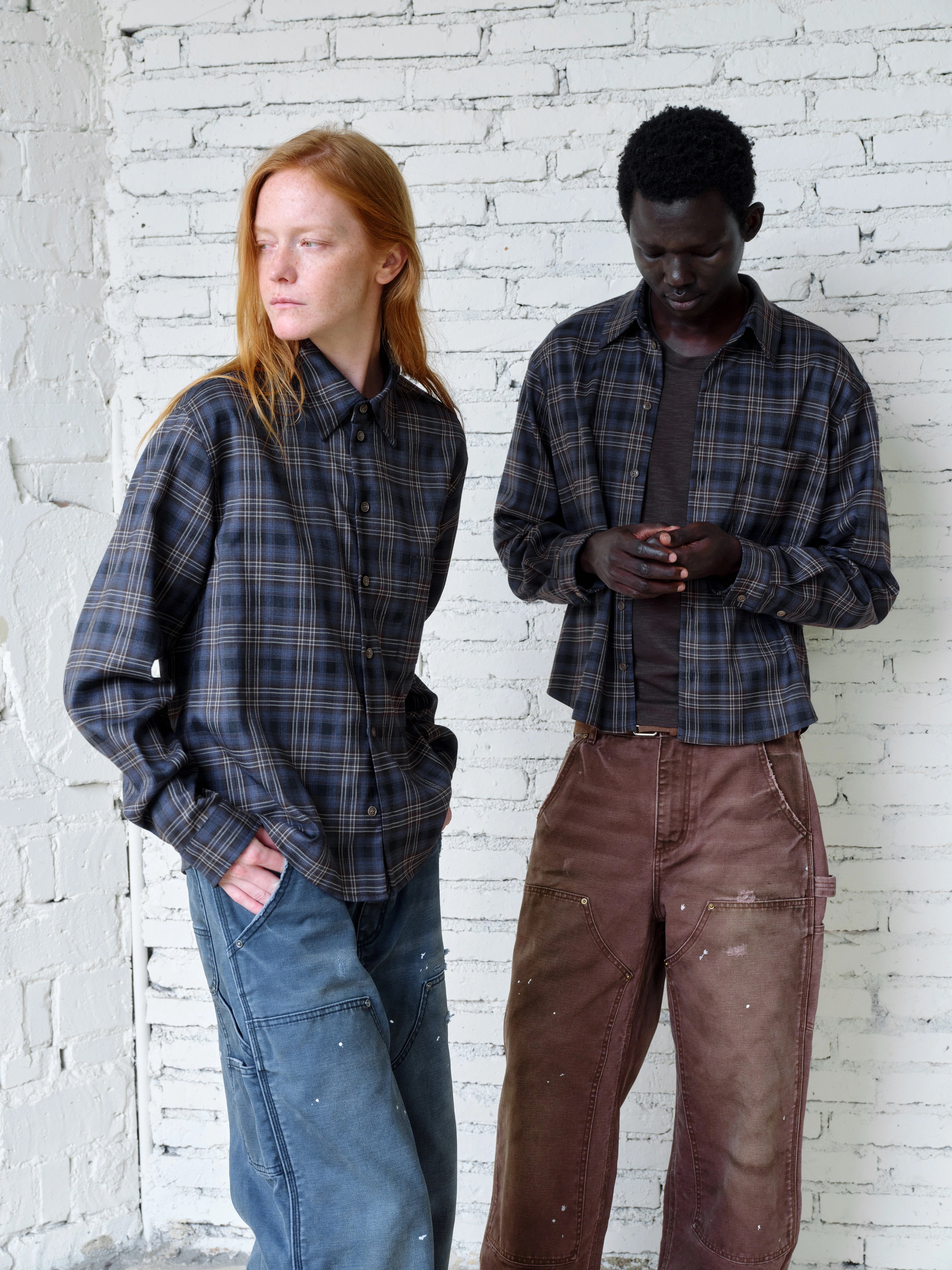 VLABMADE Vintage Plaid Long-sleeved Shirt Jacket