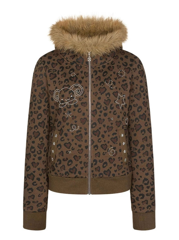 BETWEENAND Ancient Asian Love Leopard Print Beaded jacket
