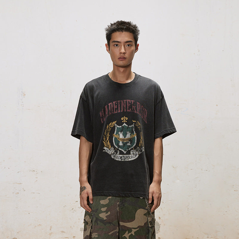 UNF old college cracked texture tee