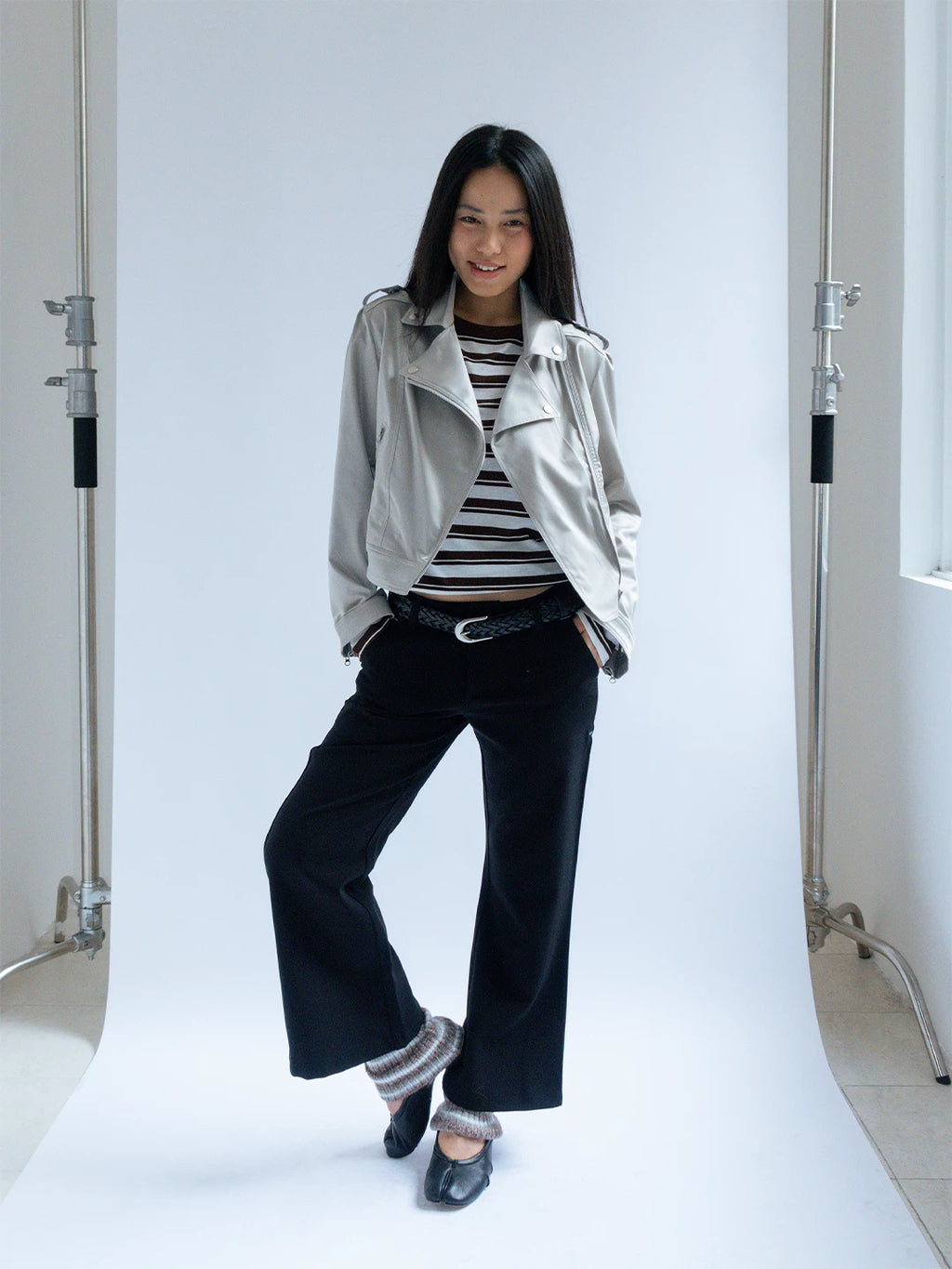 FUNKYFUN Side Slit Micro-horn Low-rise Eight-point Trousers