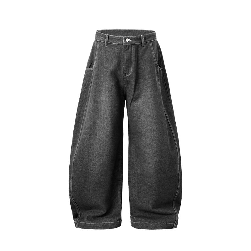 Inflation Silhouette Washed Denim Scimitar Pants