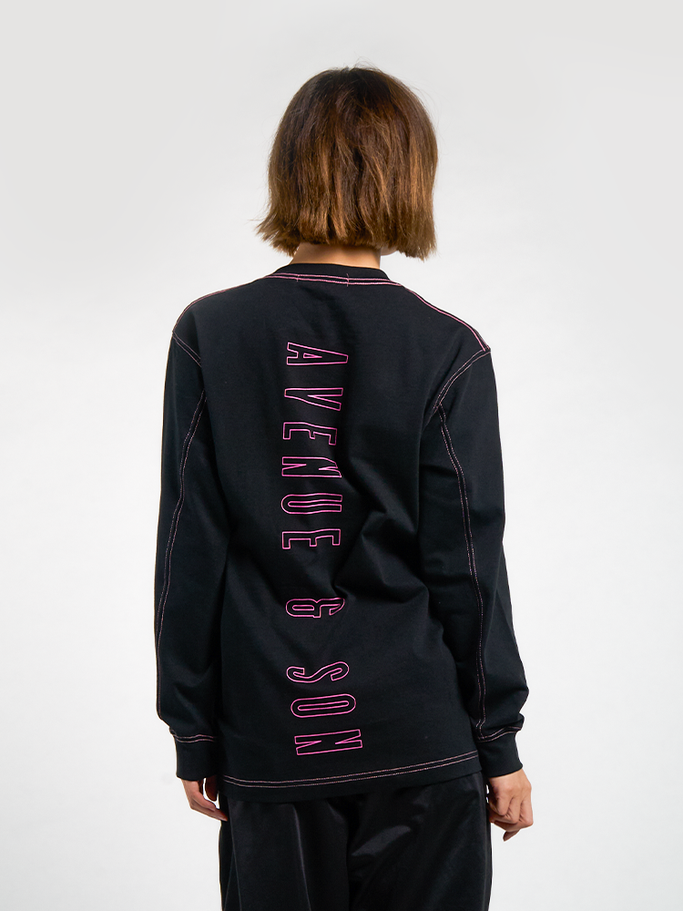AVENUESON Crew Neck Loose Letter LOGO Pocket Long Sleeve
