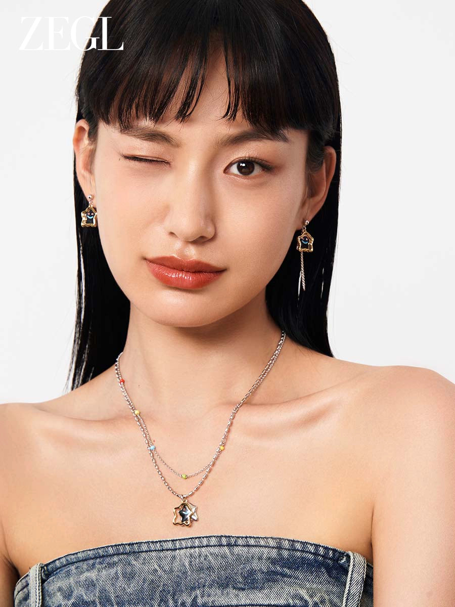 ZEGL Color Beaded Stacked Necklace