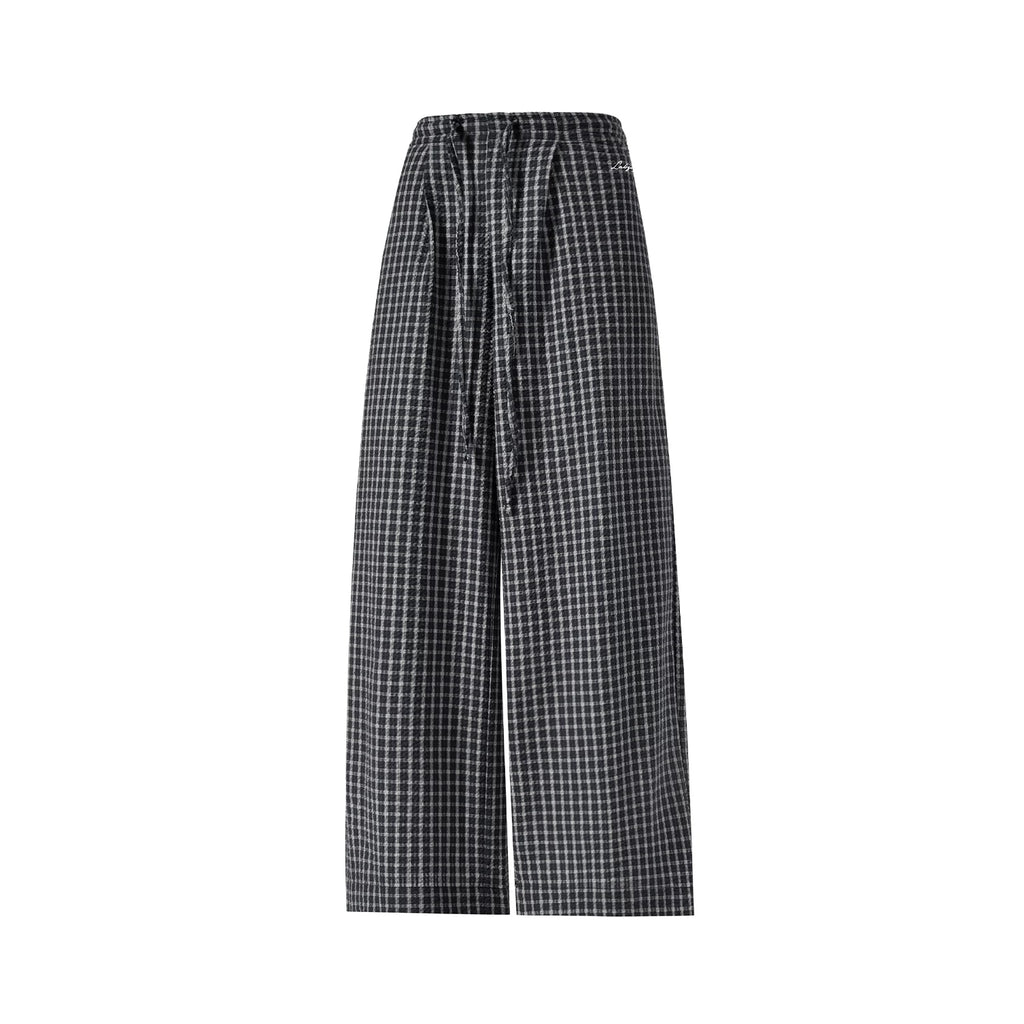 CHANT2nd Checked Straight Casual Wide-leg Pants