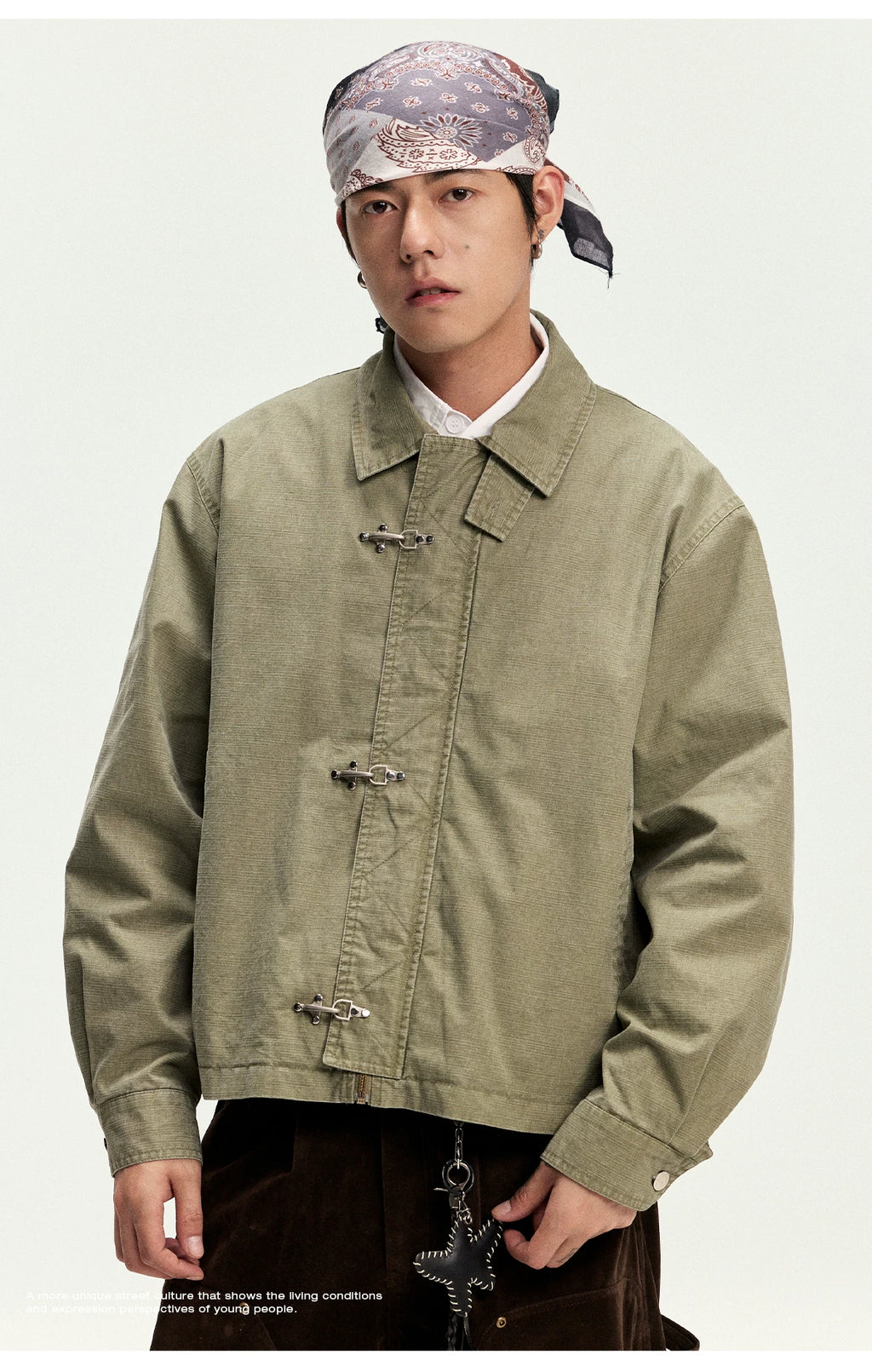 CoosRetro Vintage Washed Old Placket Tooling Jacket