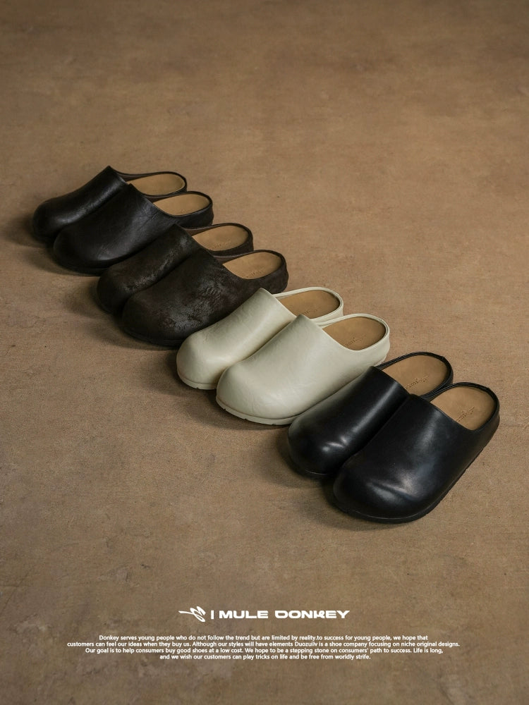 Donkey Anti-velvet Thick-soled Lazy Ugly Bag Head Half Slippers