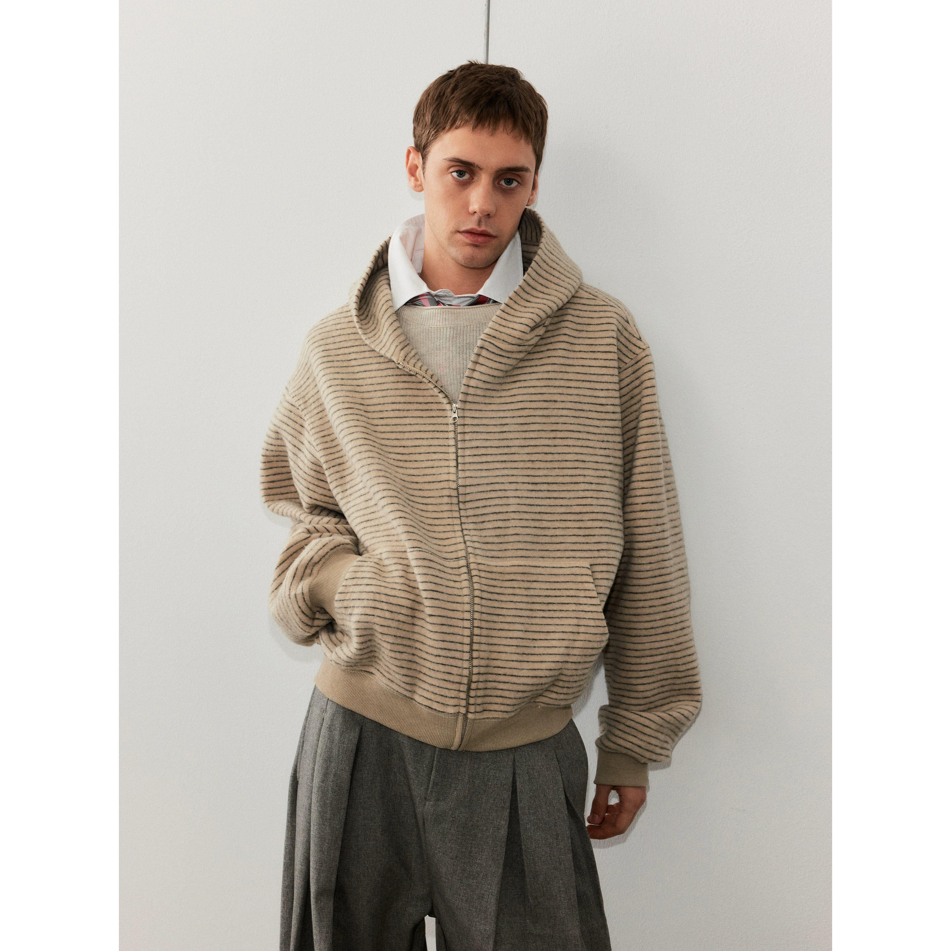 MADWITCH Soft Waxy Skin-friendly Striped Cardigan Sweater