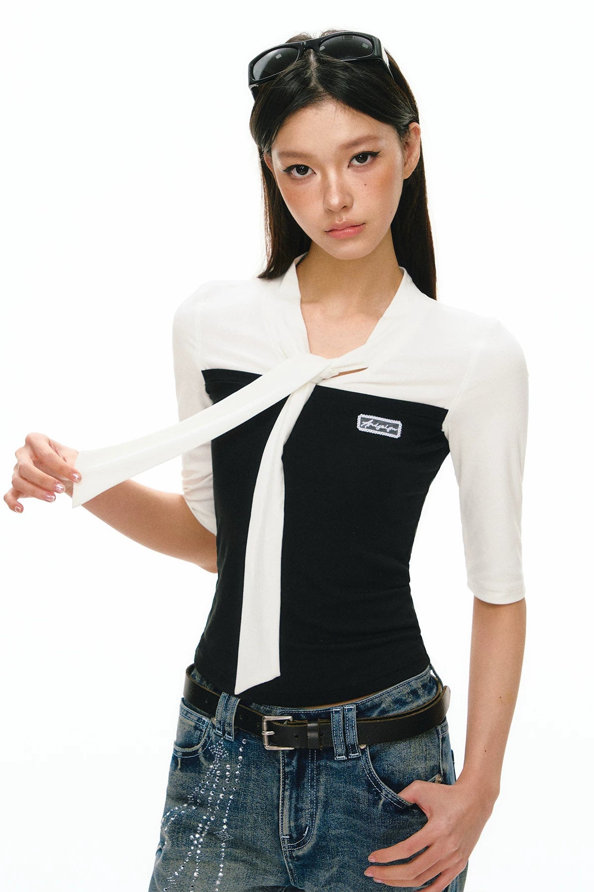 Ariseism Retro Splicing Slim Versatile Tee