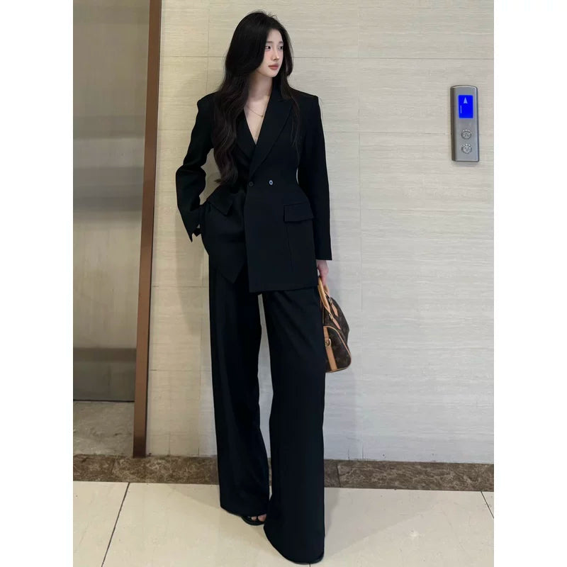 PANPANSTUDIO Minimal Medium and Long Suit Wide Leg Pants Set