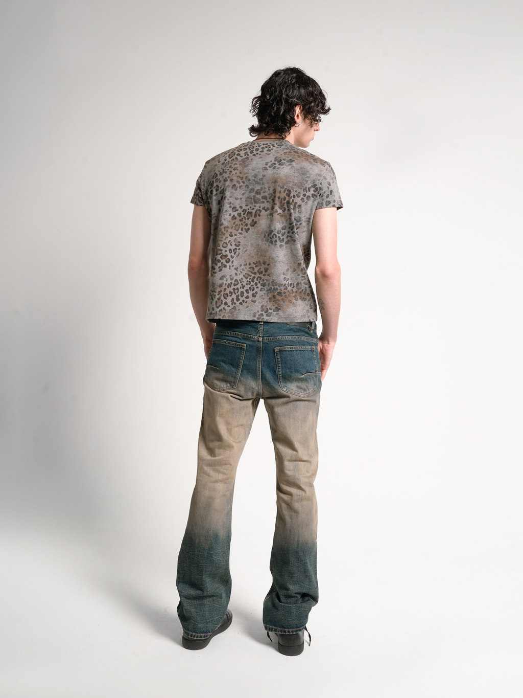 NoEmosen Water Wash Gradual Change Mud Dye Blue Fit Micro Pull Jeans