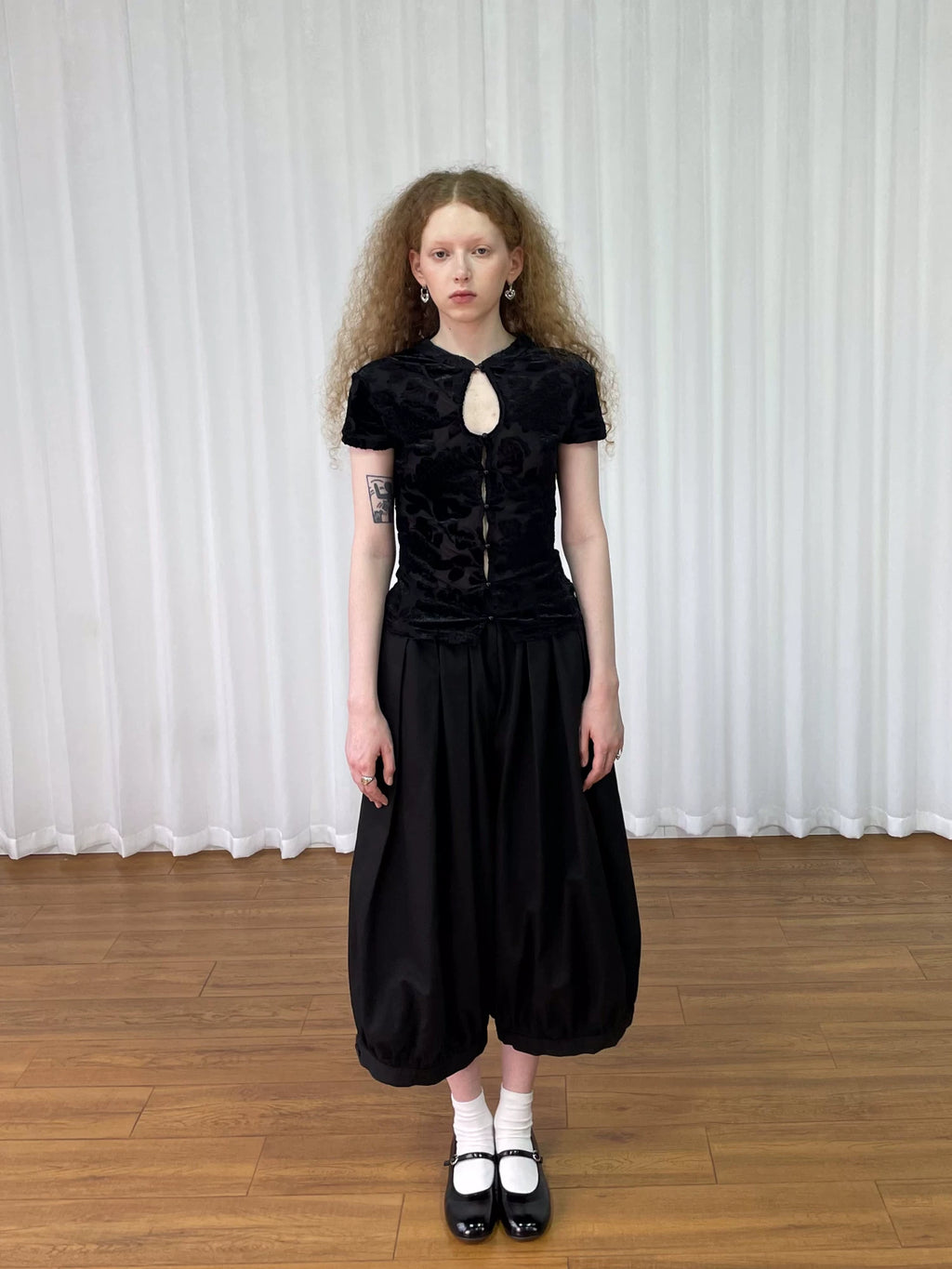 Loosesmell Jacquard Splicing Lace Skinny Shirt