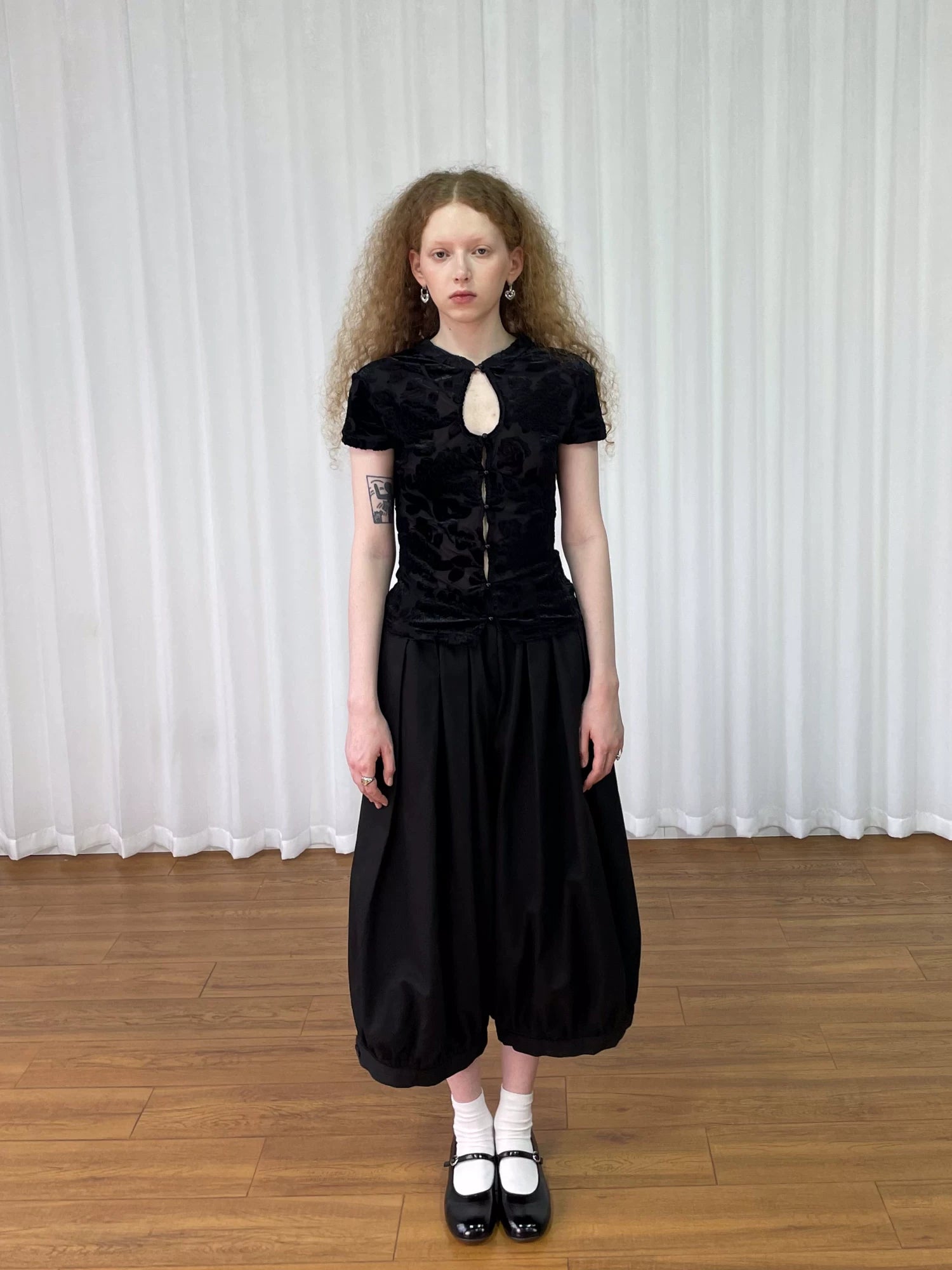 Loosesmell Jacquard Splicing Lace Skinny Shirt