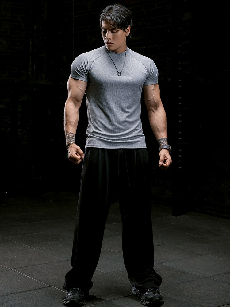 Muscle Dog Small Turtleneck Sports Embroidered Shoulder Tee