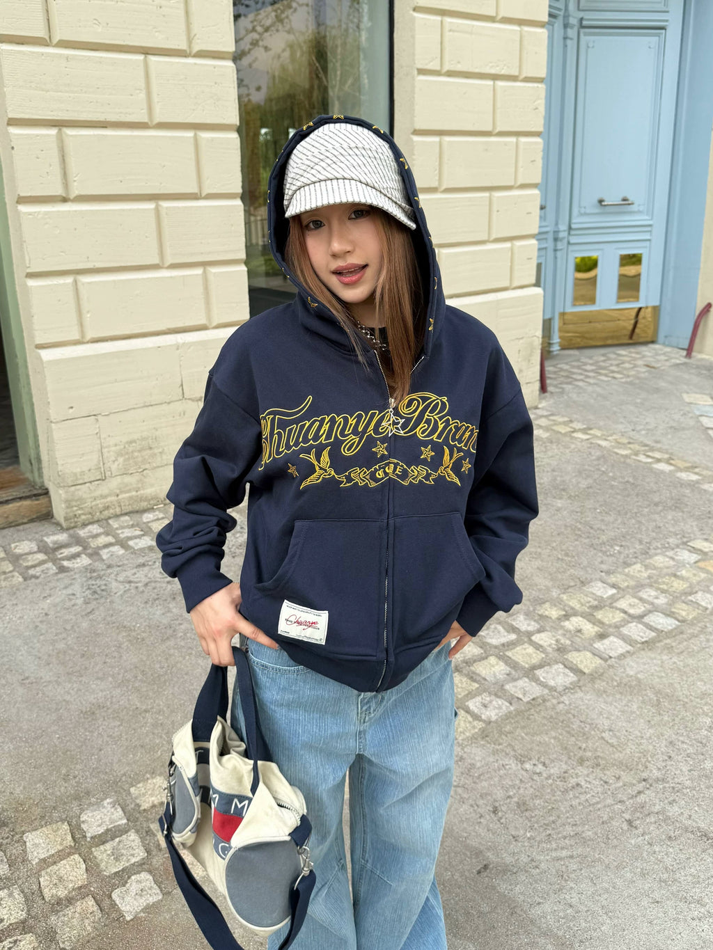 CCYE Vintage Star Embroidered Hooded Sweater Jacket