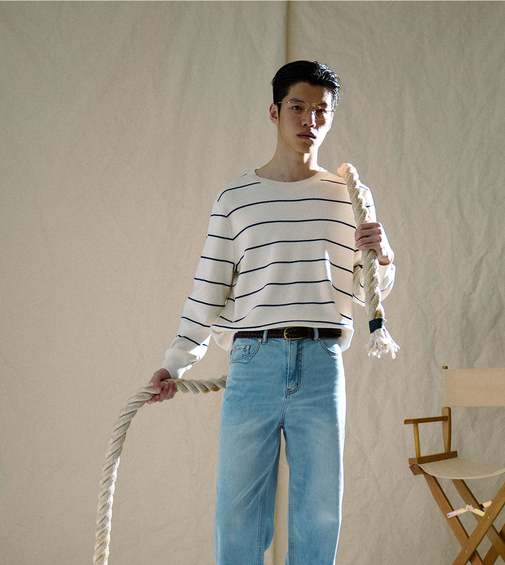 CULTUM Crew Neck Striped Knitted Sweater