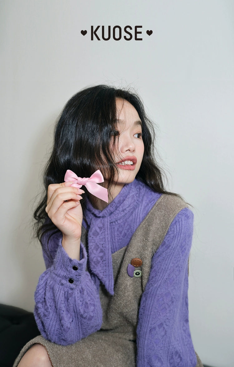 Kuose Lace Silk Scarf Streamer Temperament Shirt