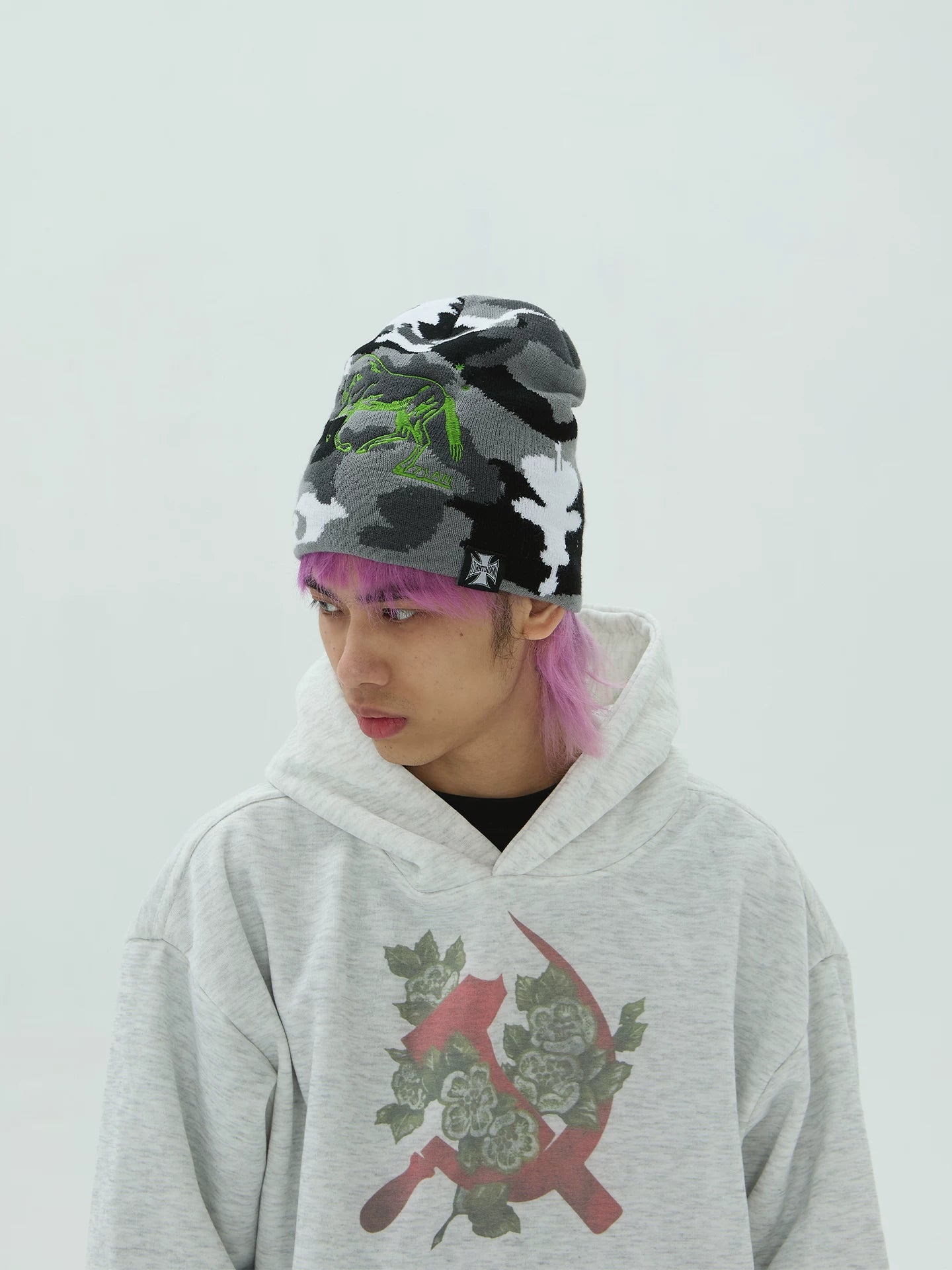 71AN Embroidery Camouflage Knitted Wool Hat