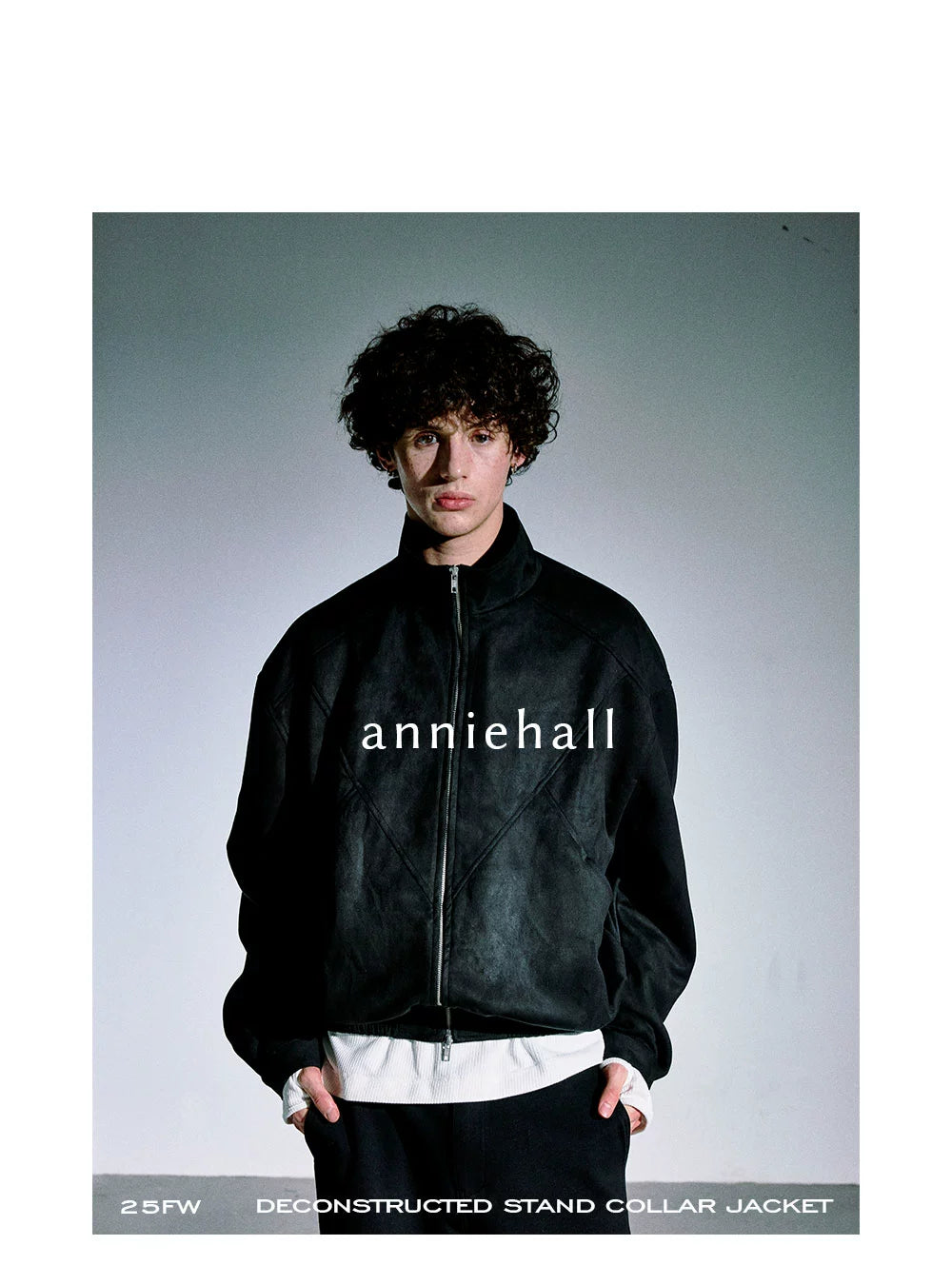 Anniehall Deconstructed Splicing Double Zip Stand-Up Jacket