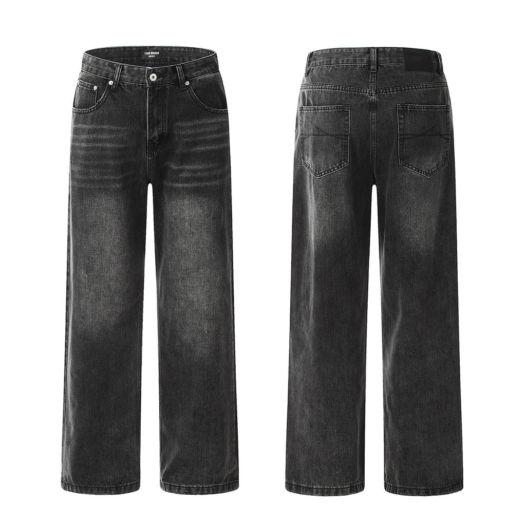 11KN  washed old straight drape Jeans