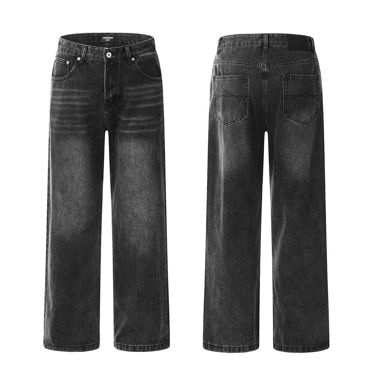 11KN  washed old straight drape Jeans
