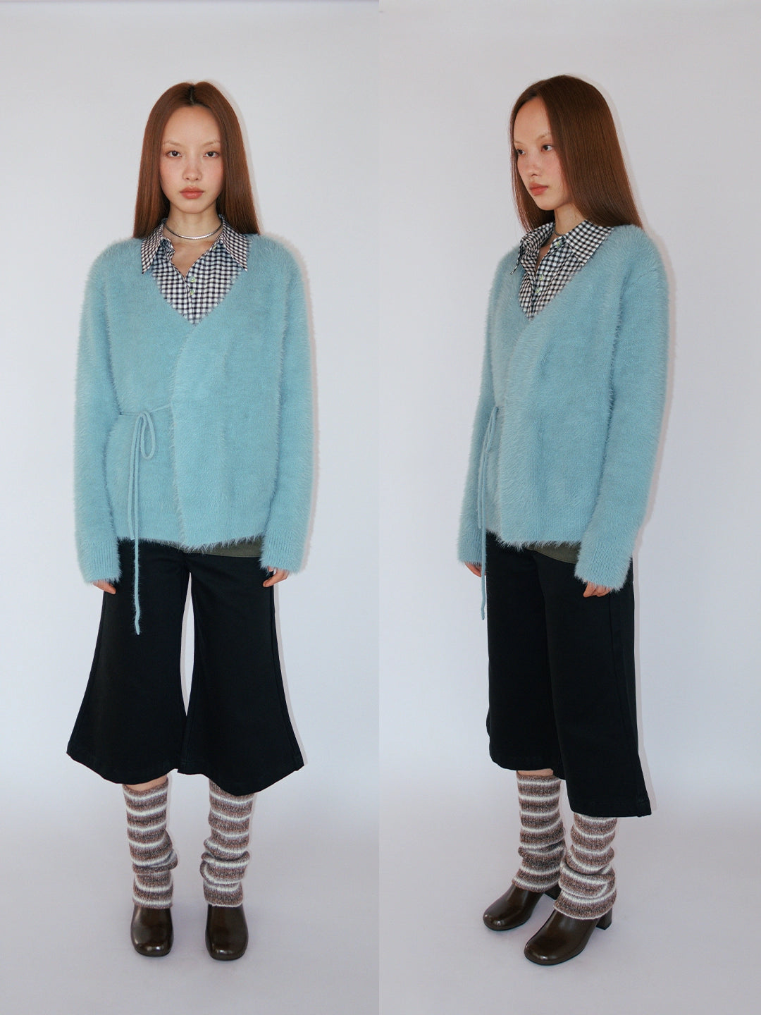 FUNKYFUN Lace-up Cardigan V-neck Sweater Jacket