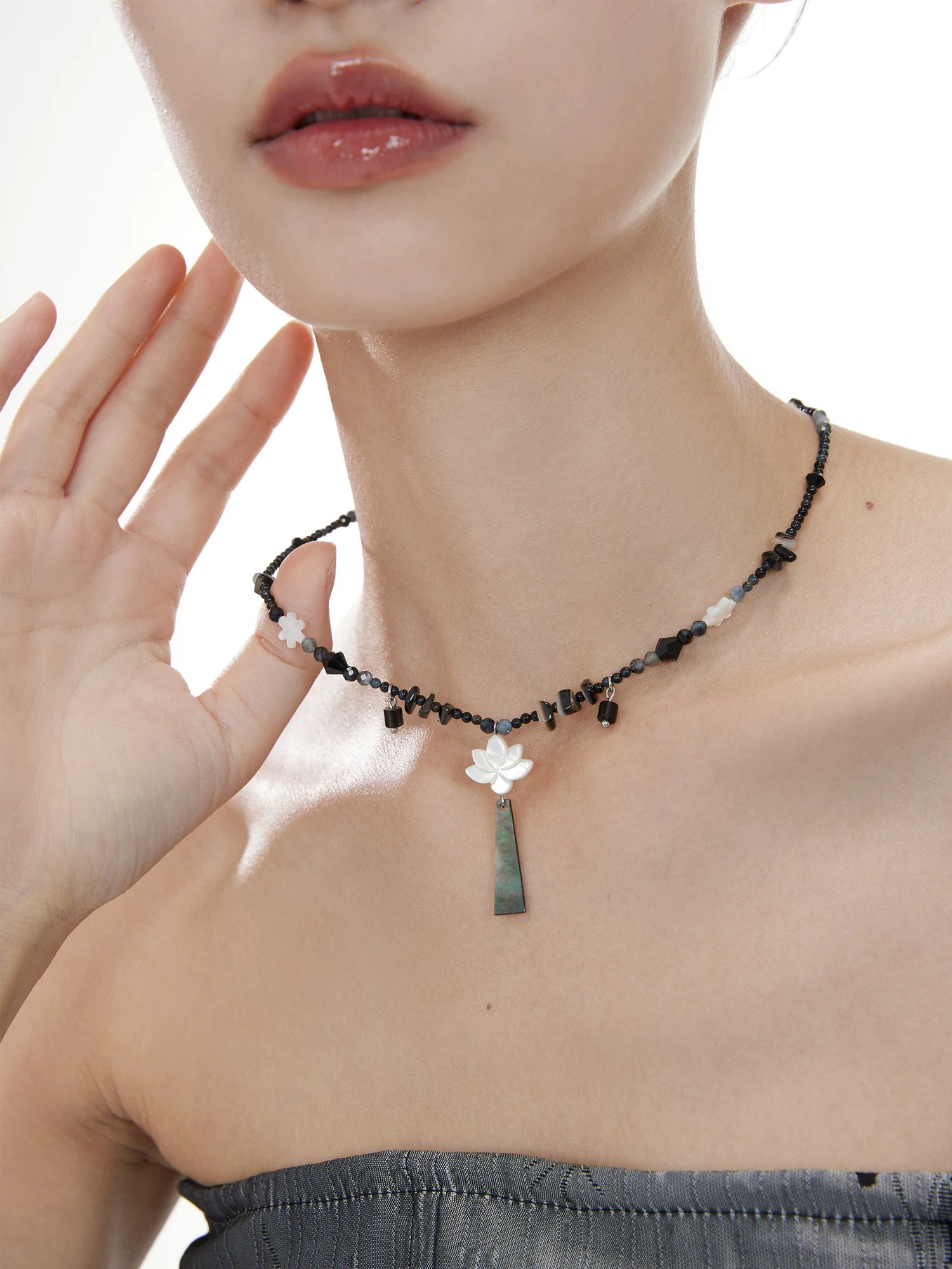 NO SOLUTION Natural Agate Beads Beaded Versatile Necklace