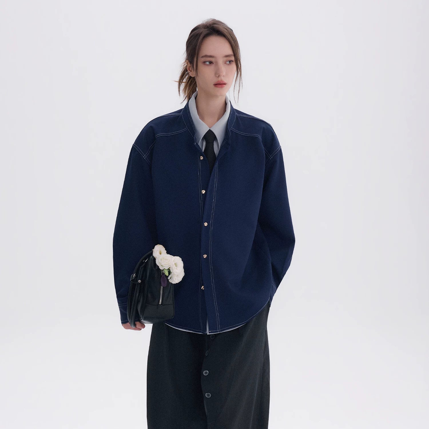 CHOR Fake Two-piece Stand-up Collar Shirt