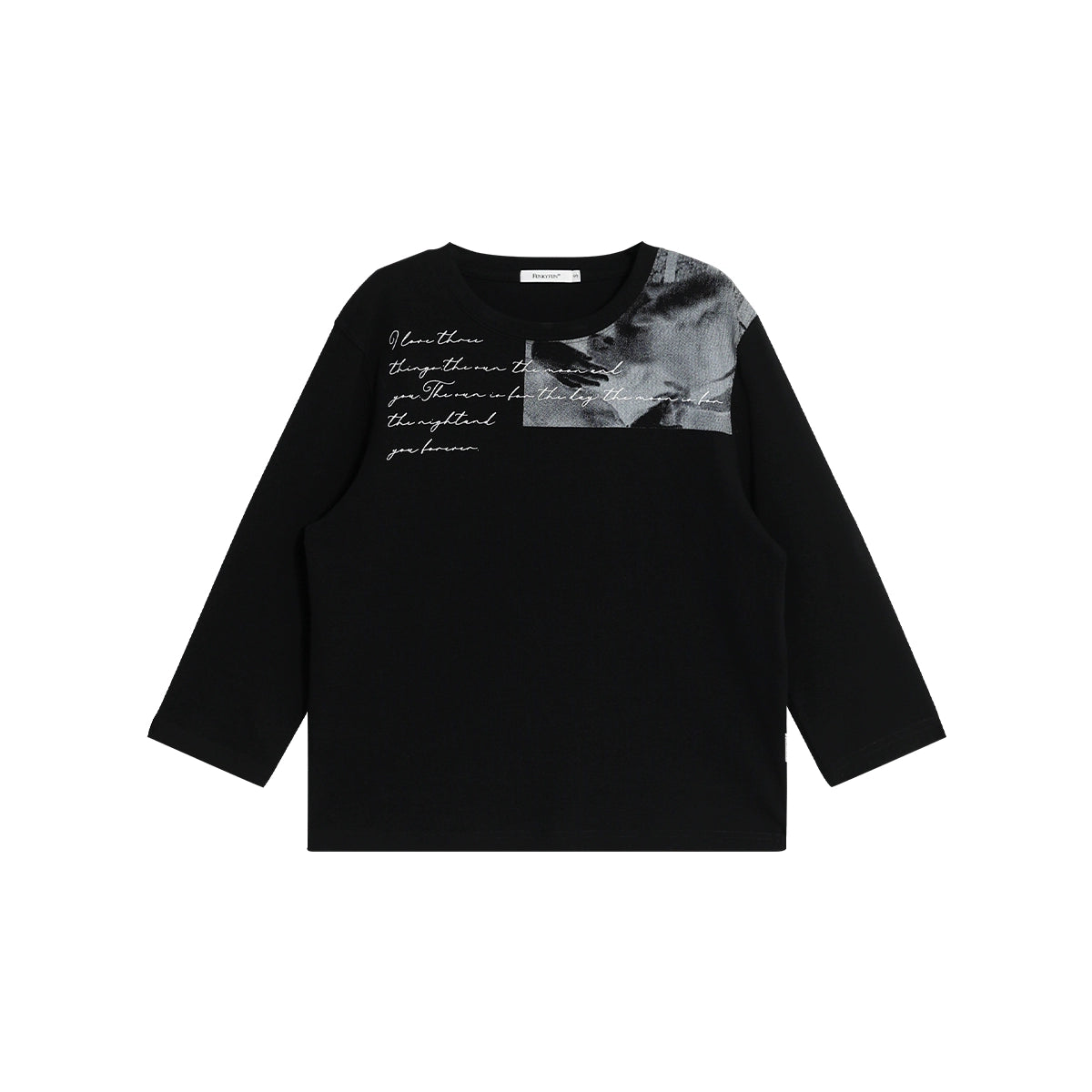 FUNKYFUN Portrait Kiss Slogan Print Seven-quarter Sleeve T-shirt