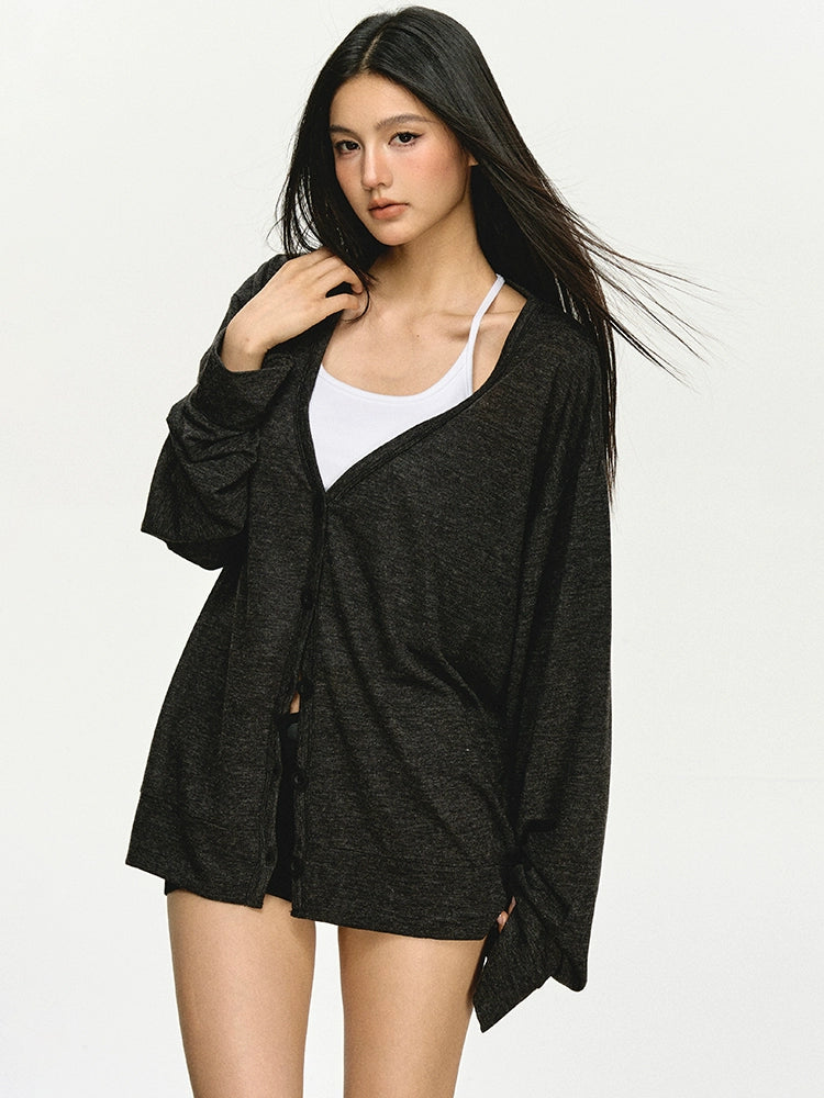 Anna Aneae Loose Thin V-neck Sunscreen Cardigan