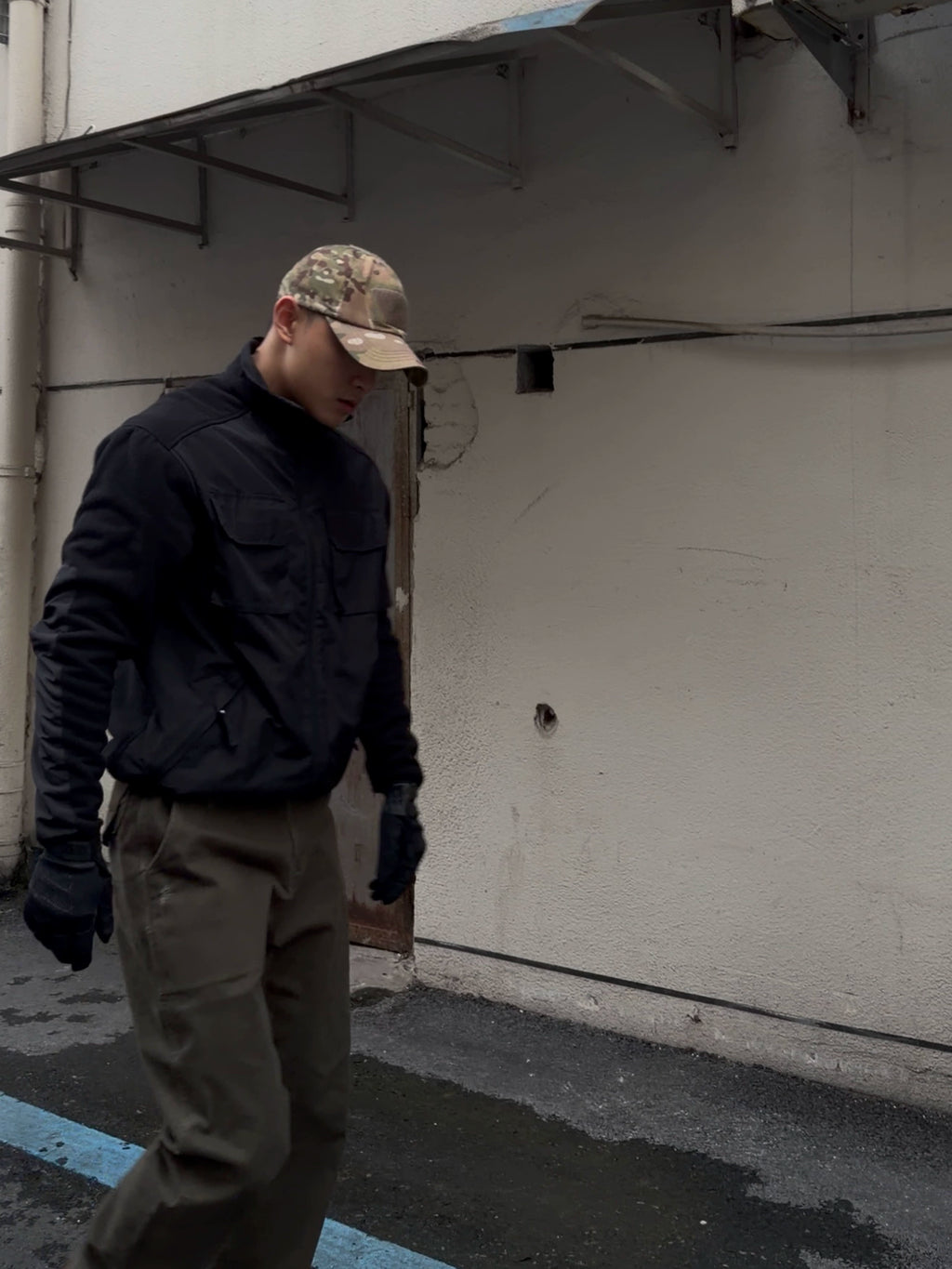 GTAL Splicing Stand-up Collar Warm and Windproof Long-sleeved Tooling Jacket