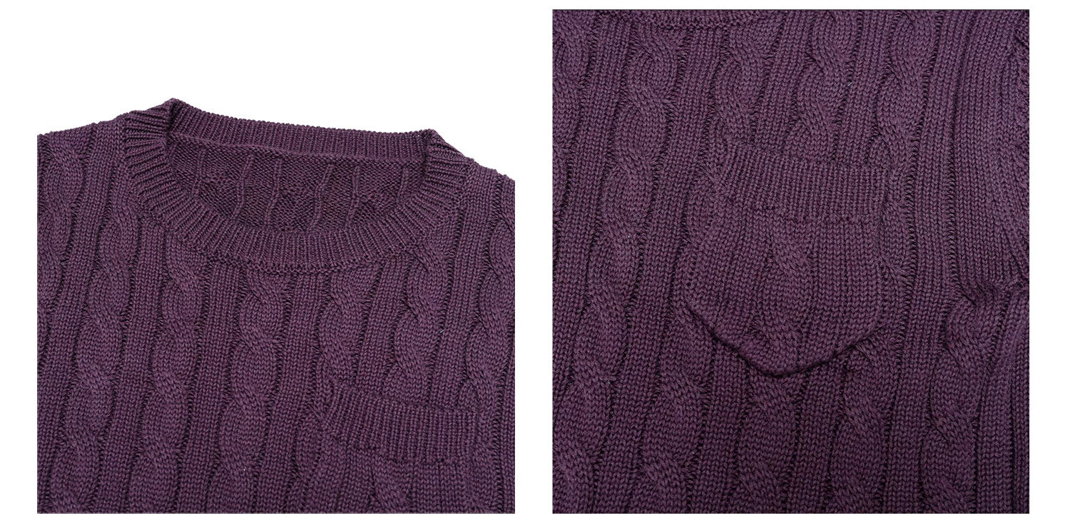 Audwyn Crew Neck Twist Sweater Slim-Fit Knitted Sweater