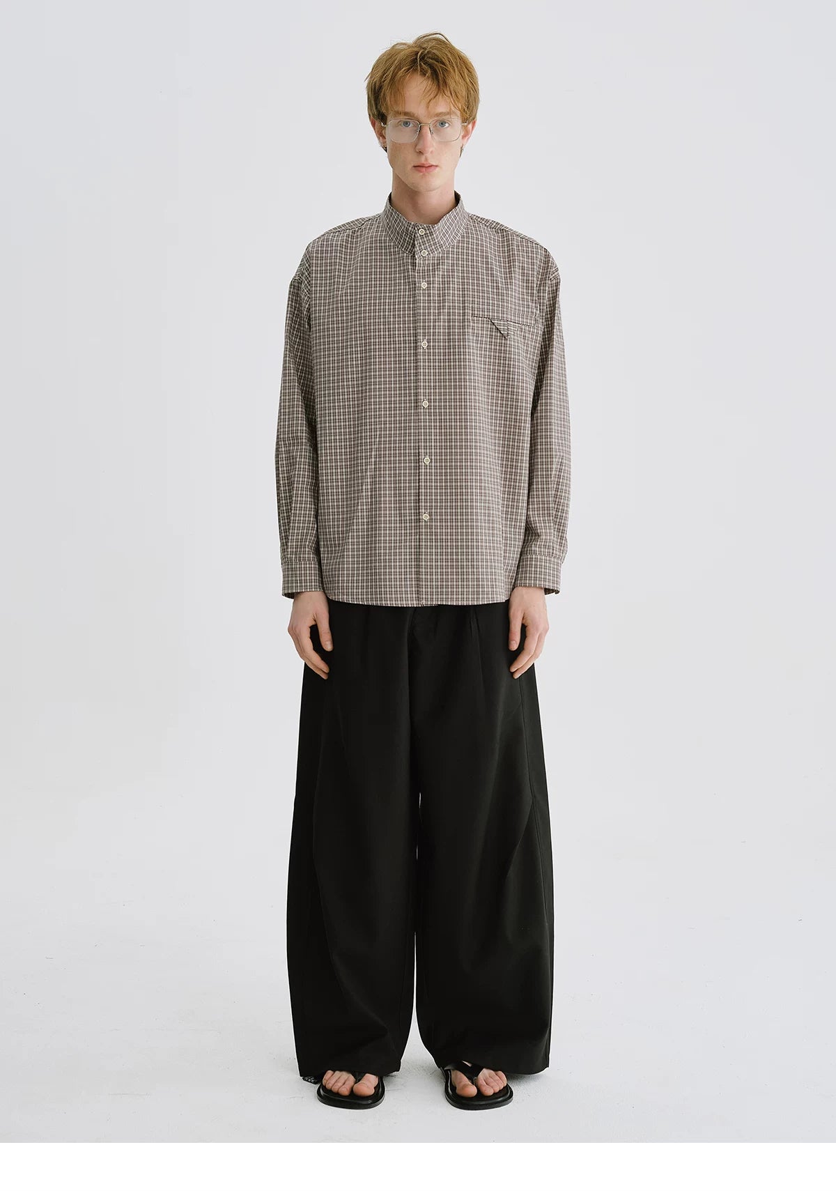 LIVINGTOWN Loose Plaid Long-sleeved Shirt